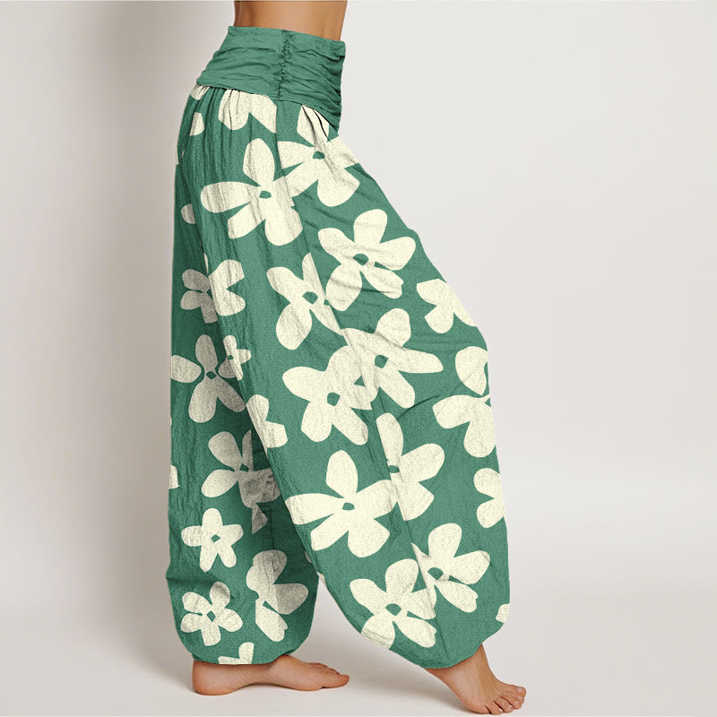 Buddha Stones Lässige Haremshose im Bohemian-Stil mit Blumenmuster für Damen, elastische Taille - image 2