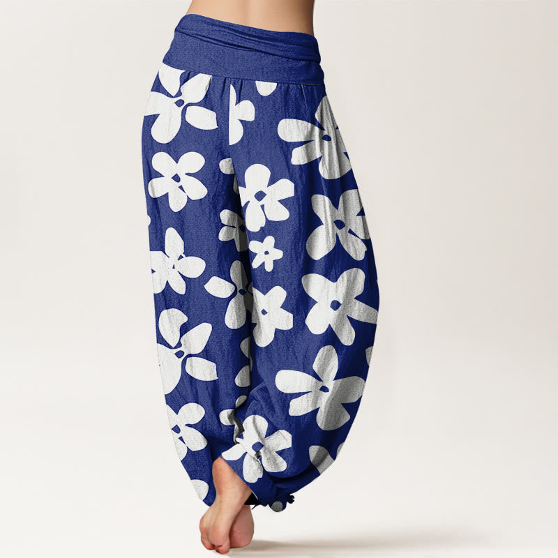 Buddha Stones Lässige Haremshose im Bohemian-Stil mit Blumenmuster für Damen, elastische Taille - image 7