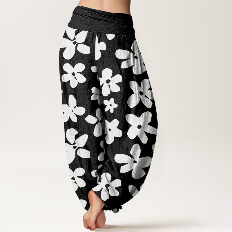 Buddha Stones Lässige Haremshose im Bohemian-Stil mit Blumenmuster für Damen, elastische Taille - image 10