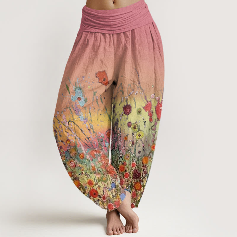 Buddha Stones Lässige bunte Blumen Farbverlauf Hintergrundmuster Damen Haremshose mit elastischer Taille - Hellkoralle - US22， UK/AU26，EU54 (6XL) - image 1