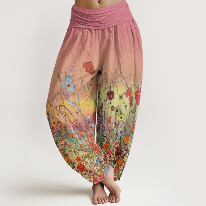 Buddha Stones Lässige bunte Blumen Farbverlauf Hintergrundmuster Damen Haremshose mit elastischer Taille - Hellkoralle - US22， UK/AU26，EU54 (6XL) - image 1