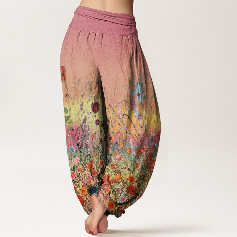 Buddha Stones Lässige bunte Blumen Farbverlauf Hintergrundmuster Damen Haremshose mit elastischer Taille - image 2