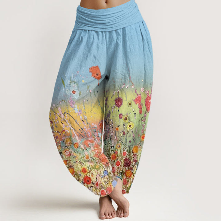 Buddha Stones Lässige bunte Blumen Farbverlauf Hintergrundmuster Damen Haremshose mit elastischer Taille - HellHimmelBlau - US22， UK/AU26，EU54 (6XL) - image 8