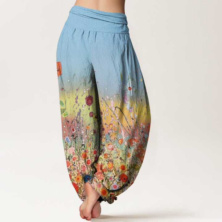 Buddha Stones Lässige bunte Blumen Farbverlauf Hintergrundmuster Damen Haremshose mit elastischer Taille - image 10