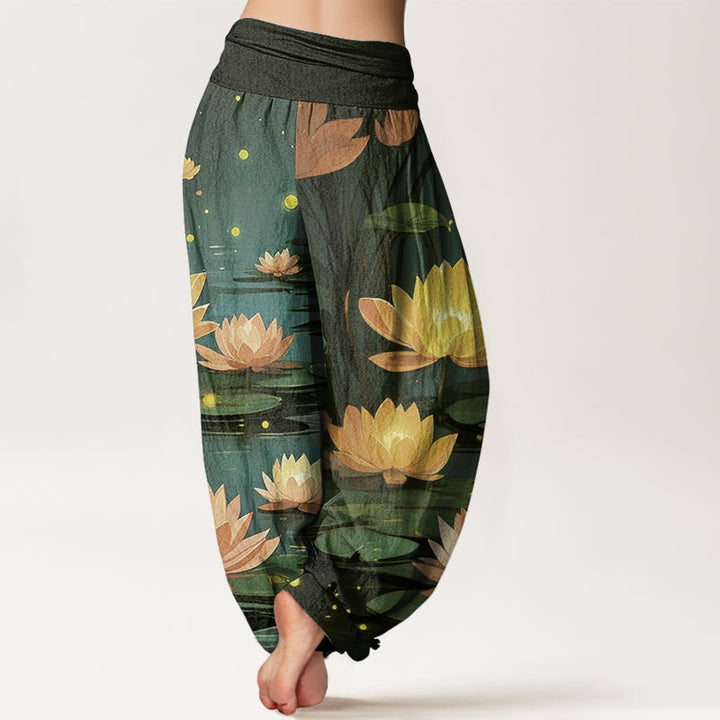 Buddha Stones Lässige, friedliche, nächtliche Lotusmuster-Haremshose für Damen mit elastischer Taille - image 10