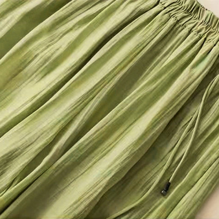 Buddha Stones Retro Lässiges Stickdesign Kordelzug Baumwolle Leinen Damen Weite Beinhose mit Taschen - image 9