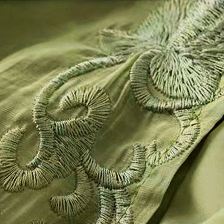 Buddha Stones Retro Lässiges Stickdesign Kordelzug Baumwolle Leinen Damen Weite Beinhose mit Taschen - image 6