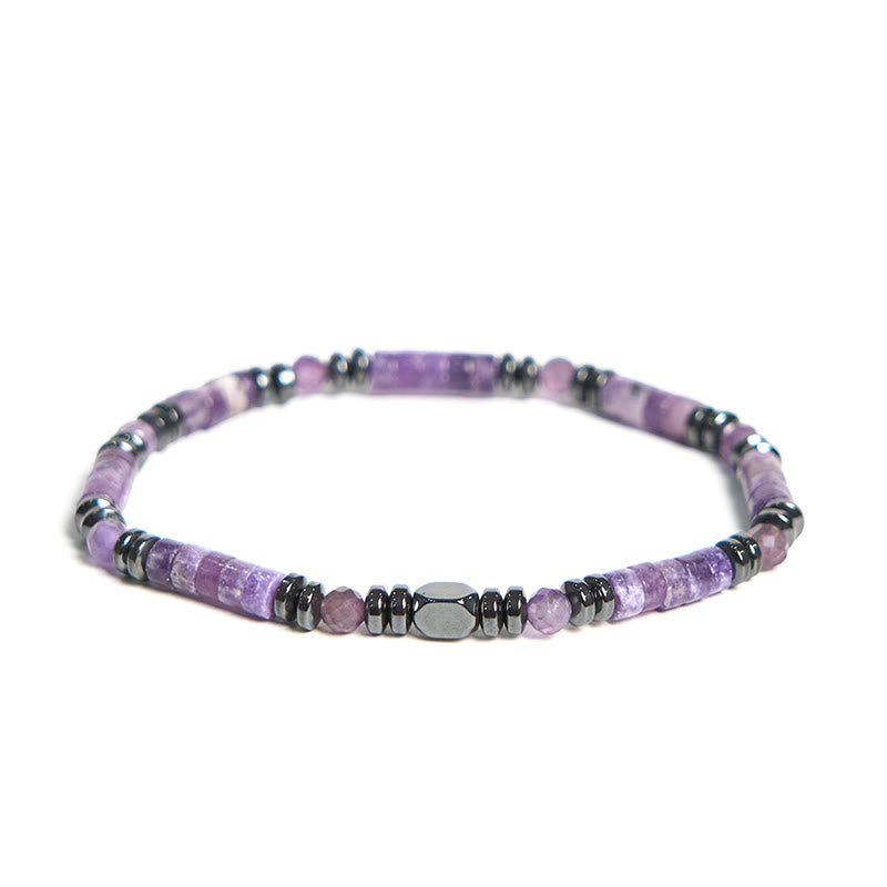 Buddha Stones Amethyst Hämatit Spirituelles Bewusstseinsarmband - Amethyst-Hämatit (Handgelenkumfang 15–17 cm) - image 1