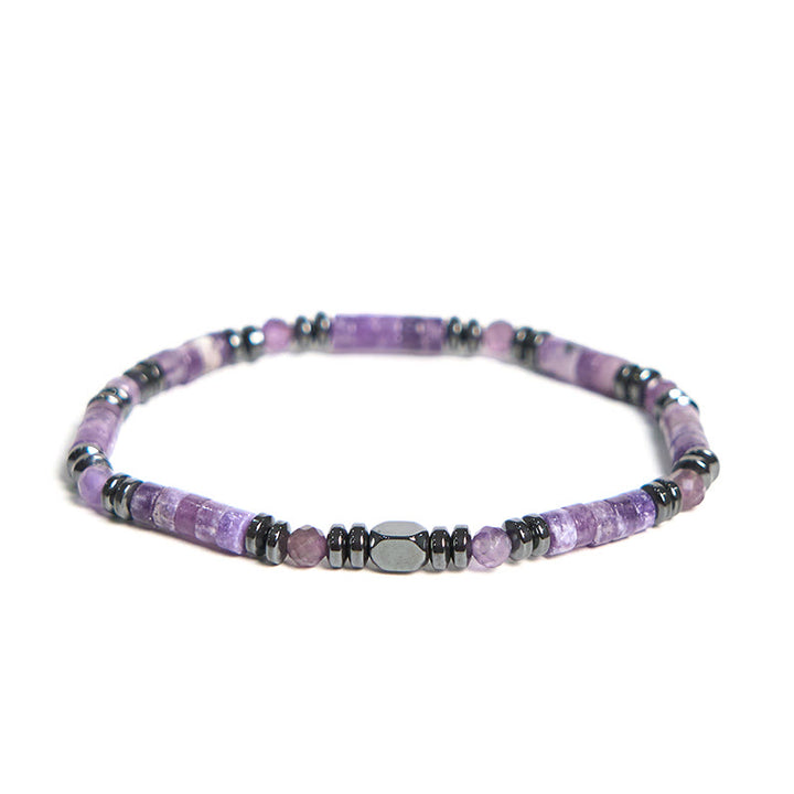 Buddha Stones Amethyst Hämatit Spirituelles Bewusstseinsarmband - Amethyst-Hämatit (Handgelenkumfang 15–17 cm) - image 1
