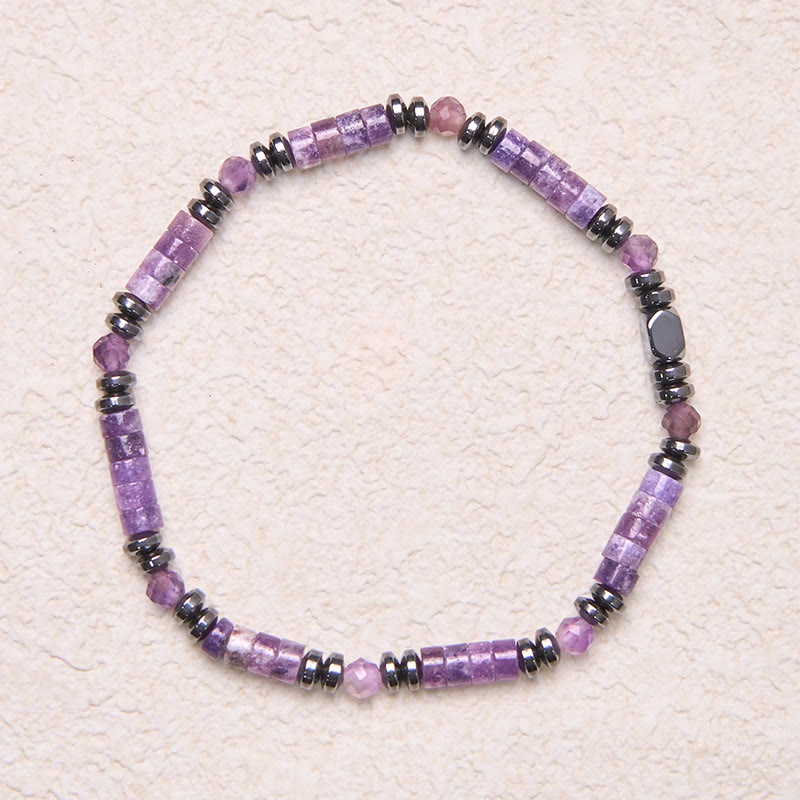 Buddha Stones Amethyst Hämatit Spirituelles Bewusstseinsarmband - image 2