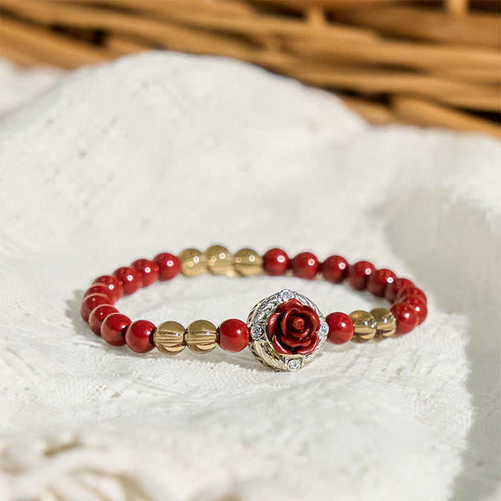 Buddha Stones Zinnober Angora Rote Muschel Perle Rosenblätter Ruhe Armband - image 3