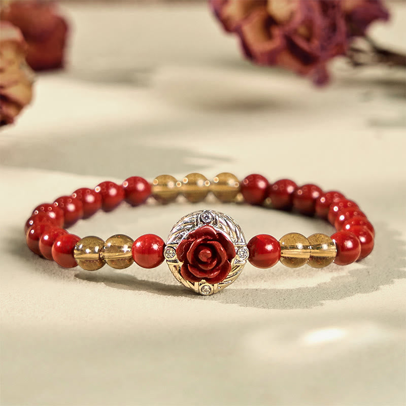 Buddha Stones Zinnober Angora Rote Muschel Perle Rosenblätter Ruhe Armband - image 2