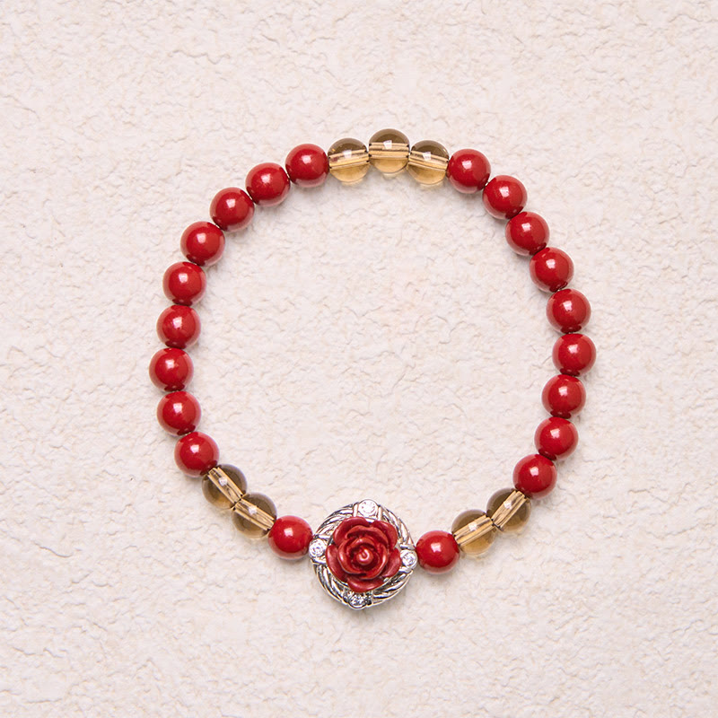 Buddha Stones Zinnober Angora Rote Muschel Perle Rosenblätter Ruhe Armband - image 4