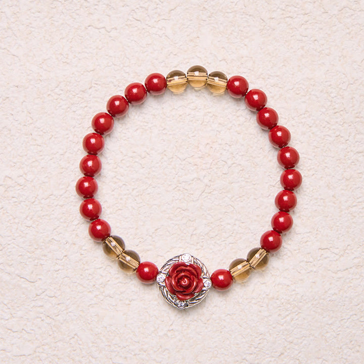 Buddha Stones Zinnober Angora Rote Muschel Perle Rosenblätter Ruhe Armband - image 4