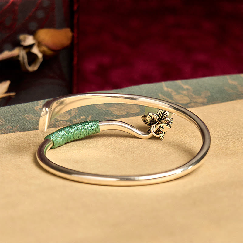 Buddha Stones Kupfer Legierung Grün Perle Charme Glück Manschette Armband Armreif - image 2