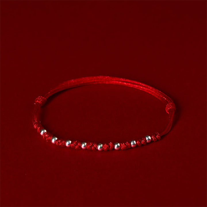 Buddha Stones 925 Sterling Silber Perlen Rote Schnur Verstellbares Glücksarmband - image 4