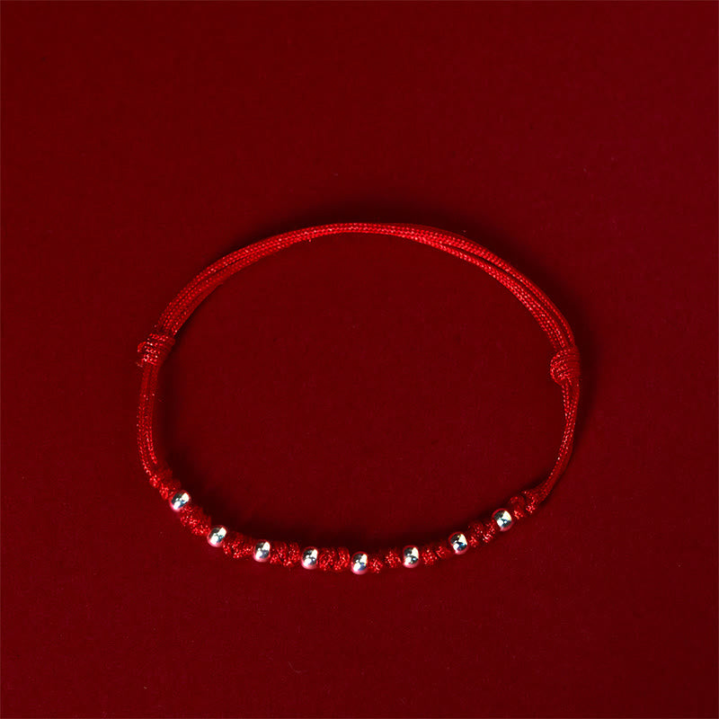 Buddha Stones 925 Sterling Silber Perlen Rote Schnur Verstellbares Glücksarmband - image 2