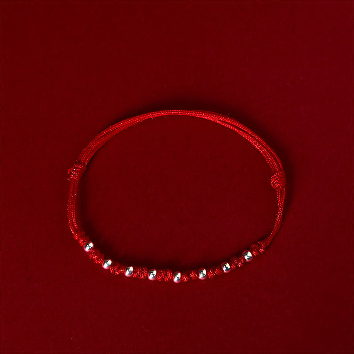 Buddha Stones 925 Sterling Silber Perlen Rote Schnur Verstellbares Glücksarmband - image 2