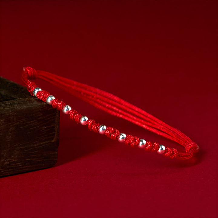Buddha Stones 925 Sterling Silber Perlen Rote Schnur Verstellbares Glücksarmband - 925er Sterlingsilber (Handgelenkumfang: 15-23 cm) - image 0