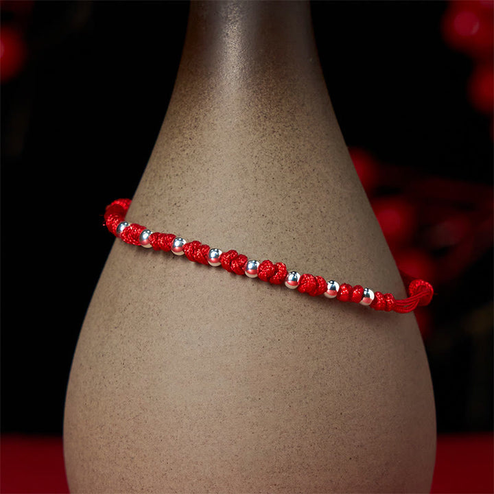 Buddha Stones 925 Sterling Silber Perlen Rote Schnur Verstellbares Glücksarmband - image 5