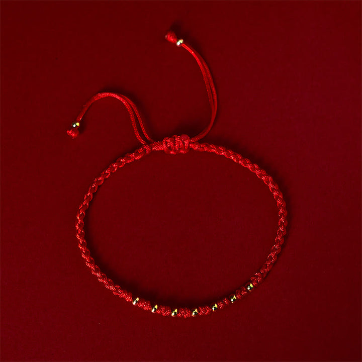 Buddha Stones 925 Sterling Silber vergoldet Gold Perlen rote Schnur geflochtenes Schutzarmband - image 1