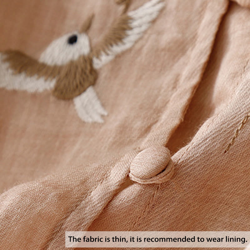 Buddha Stones Rundhals Casual Bluse Stickerei Langarmshirt Baumwolle Leinen Top Damen Shirts - image 2