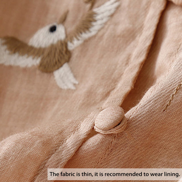 Buddha Stones Rundhals Casual Bluse Stickerei Langarmshirt Baumwolle Leinen Top Damen Shirts - image 2