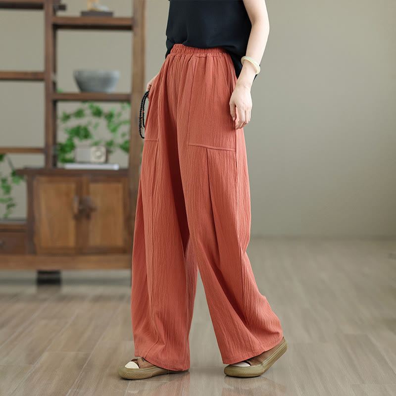 Buddha Stones – Knöchellange Damenhose aus Baumwollleinen mit Taschen im schlichten Plissee-Design - image 2