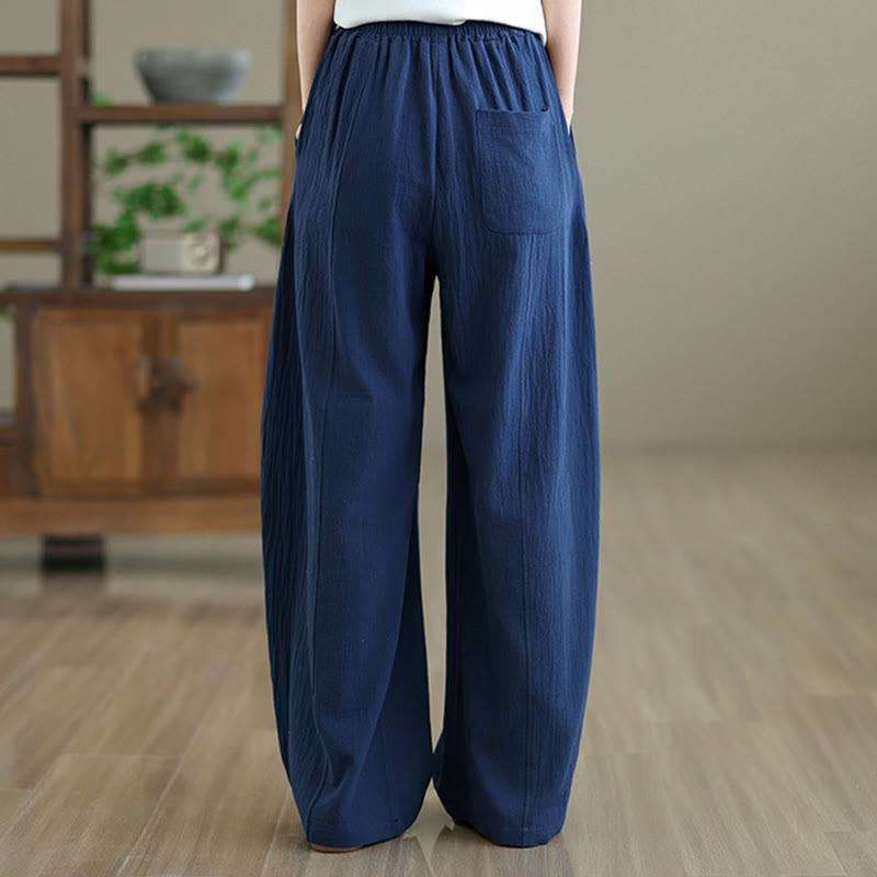 Buddha Stones – Knöchellange Damenhose aus Baumwollleinen mit Taschen im schlichten Plissee-Design - image 17
