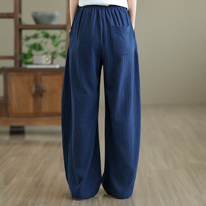 Buddha Stones – Knöchellange Damenhose aus Baumwollleinen mit Taschen im schlichten Plissee-Design - image 17