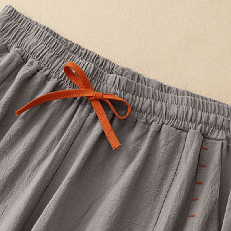 Buddha Stones Lässige Damenhose aus Baumwolle mit weitem Bein und Seitenschlitzen in der Länge 7–8 mit Taschen - image 12