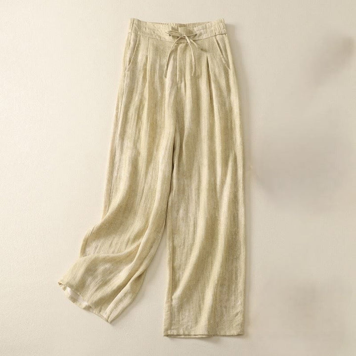 Buddha Stones Sommer-Baumwollhose mit weitem Bein und Taschen, einfarbig, Kordelzug und Reißverschluss - ZitroneChiffon - US12， UK/AU16，EU44 (2XL) - image 1