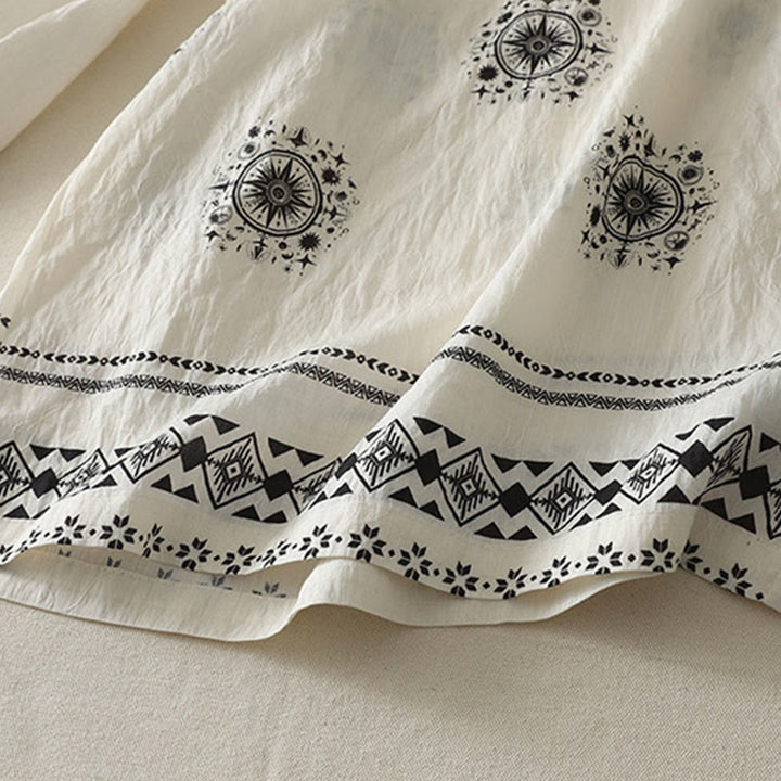 Buddha Stones Bohemian Printing Celestial Pattern Damenhose aus Baumwolle mit weitem Bein und Taschen - image 13