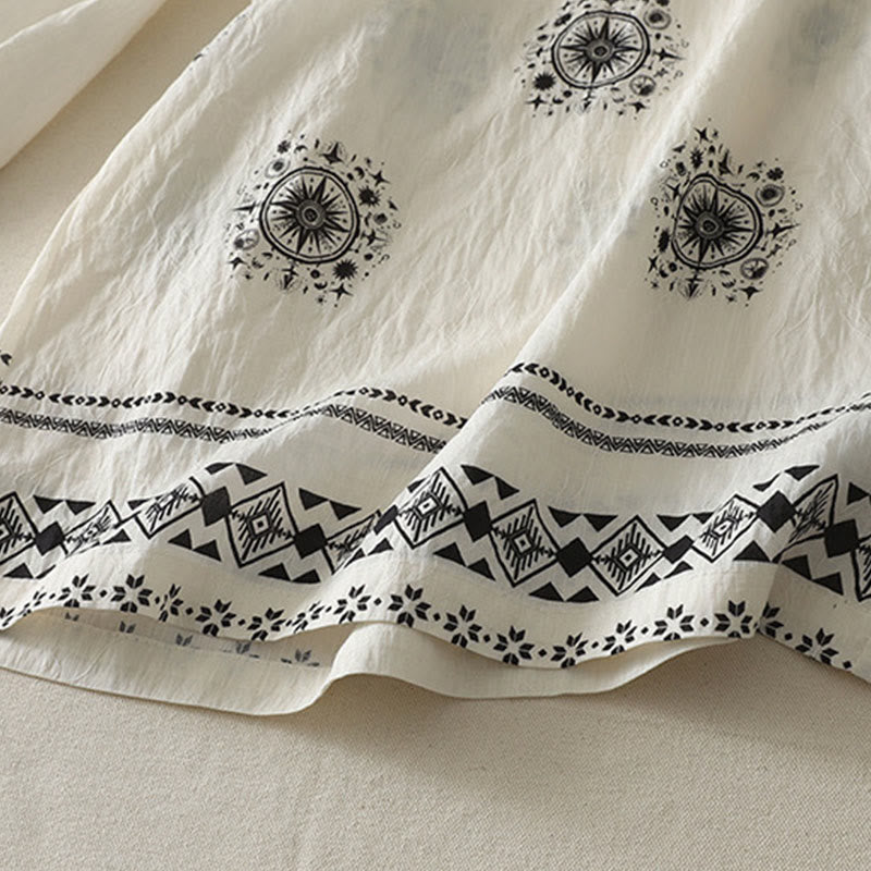 Buddha Stones Bohemian Printing Celestial Pattern Damenhose aus Baumwolle mit weitem Bein und Taschen - image 12