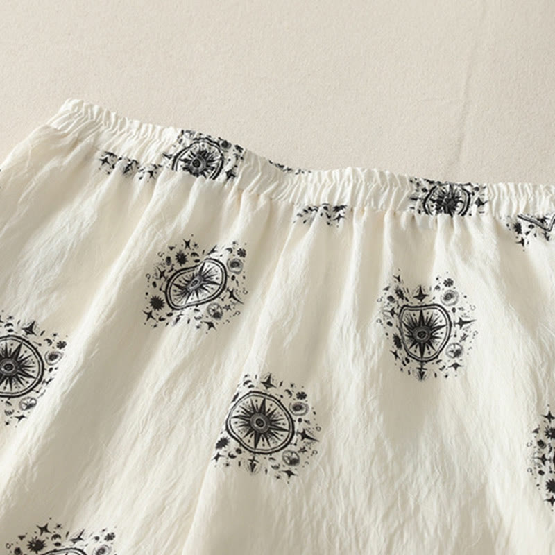 Buddha Stones Bohemian Printing Celestial Pattern Damenhose aus Baumwolle mit weitem Bein und Taschen - image 7