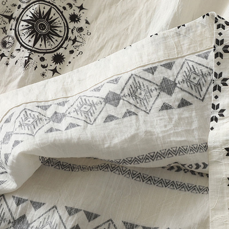 Buddha Stones Bohemian Printing Celestial Pattern Damenhose aus Baumwolle mit weitem Bein und Taschen - image 11
