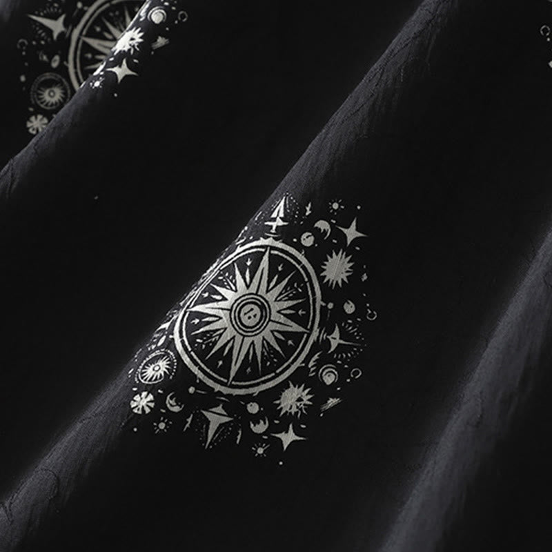 Buddha Stones Bohemian Printing Celestial Pattern Damenhose aus Baumwolle mit weitem Bein und Taschen - image 3