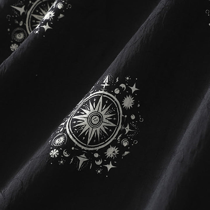 Buddha Stones Bohemian Printing Celestial Pattern Damenhose aus Baumwolle mit weitem Bein und Taschen - image 3