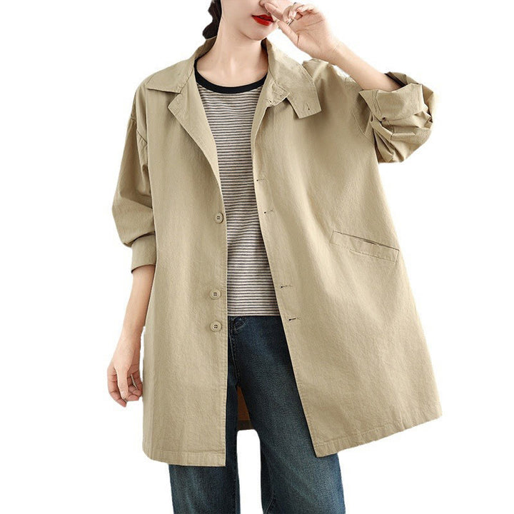 Buddha Stones Spring Plain Buttons Design Langärmlige Damen-Baumwoll-Leinen-Jacke mit Taschen - image 12