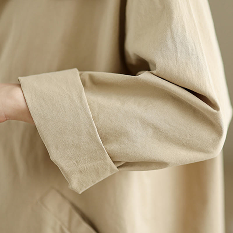 Buddha Stones Spring Plain Buttons Design Langärmlige Damen-Baumwoll-Leinen-Jacke mit Taschen - image 7