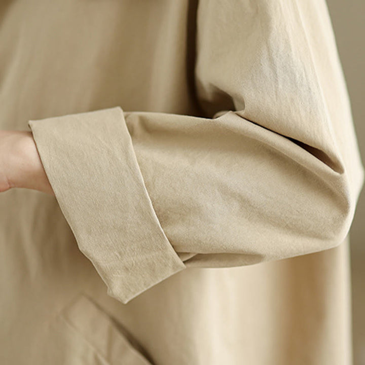 Buddha Stones Spring Plain Buttons Design Langärmlige Damen-Baumwoll-Leinen-Jacke mit Taschen - image 7