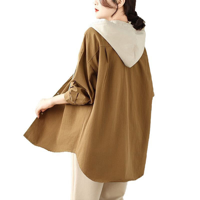 Buddha Stones Lässiger Pendler-Kapuzenpullover mit Kordelzug für Damen, Baumwoll-Leinen-Jacke mit Taschen - image 17