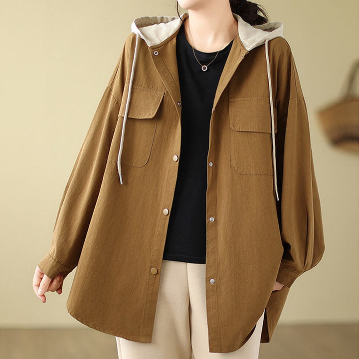 Buddha Stones Lässiger Pendler-Kapuzenpullover mit Kordelzug für Damen, Baumwoll-Leinen-Jacke mit Taschen - image 10