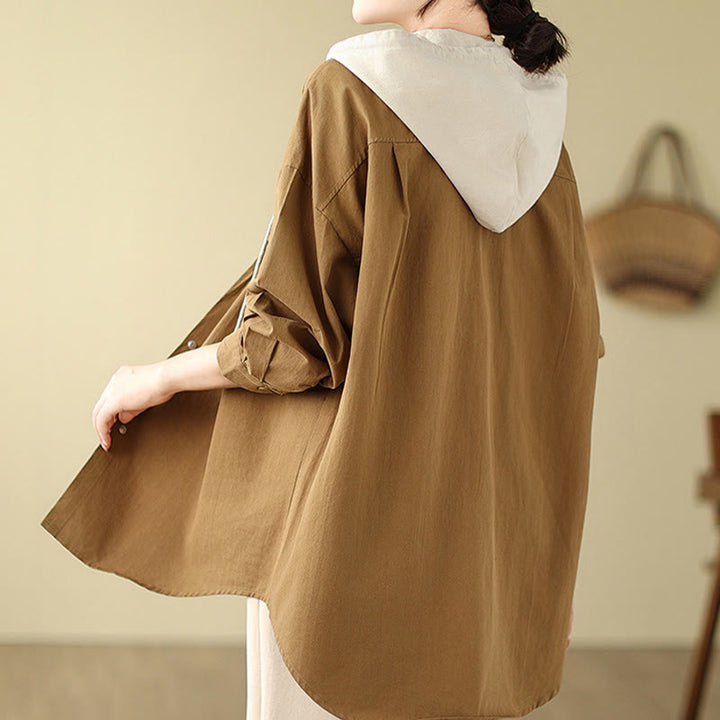 Buddha Stones Lässiger Pendler-Kapuzenpullover mit Kordelzug für Damen, Baumwoll-Leinen-Jacke mit Taschen - image 8