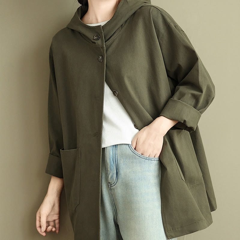 Buddha Stones Fall Vintage Hoodie Damen Baumwoll-Leinen-Jacke mit Fronttaschen - image 4