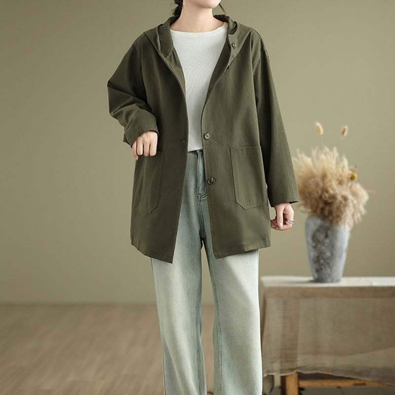 Buddha Stones Fall Vintage Hoodie Damen Baumwoll-Leinen-Jacke mit Fronttaschen - image 6