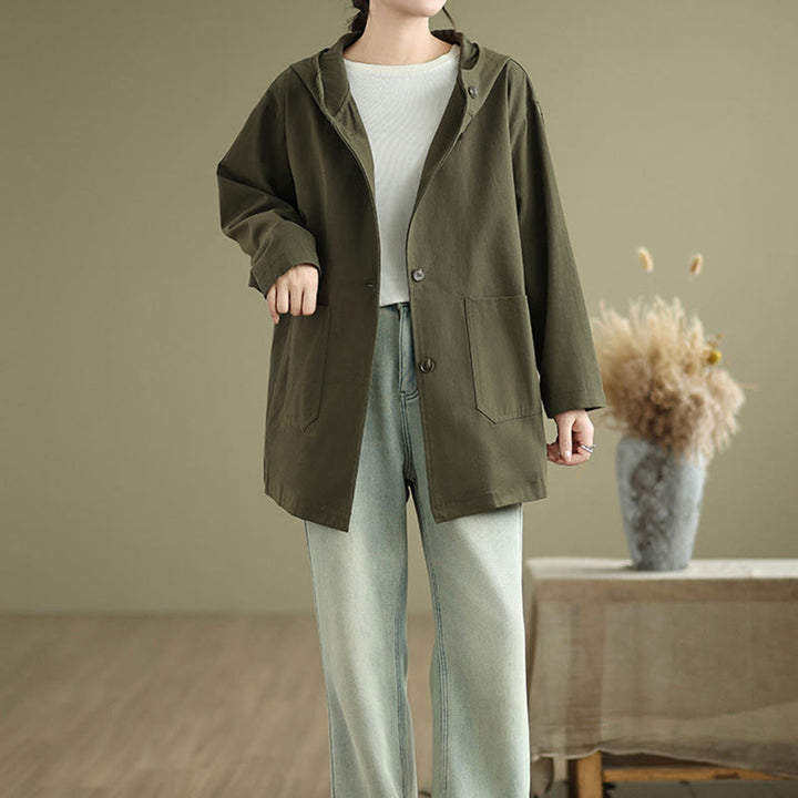 Buddha Stones Fall Vintage Hoodie Damen Baumwoll-Leinen-Jacke mit Fronttaschen - image 6