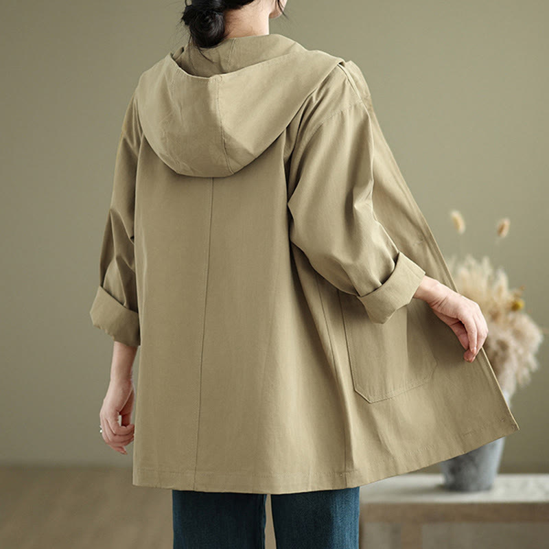 Buddha Stones Fall Vintage Hoodie Damen Baumwoll-Leinen-Jacke mit Fronttaschen - image 9