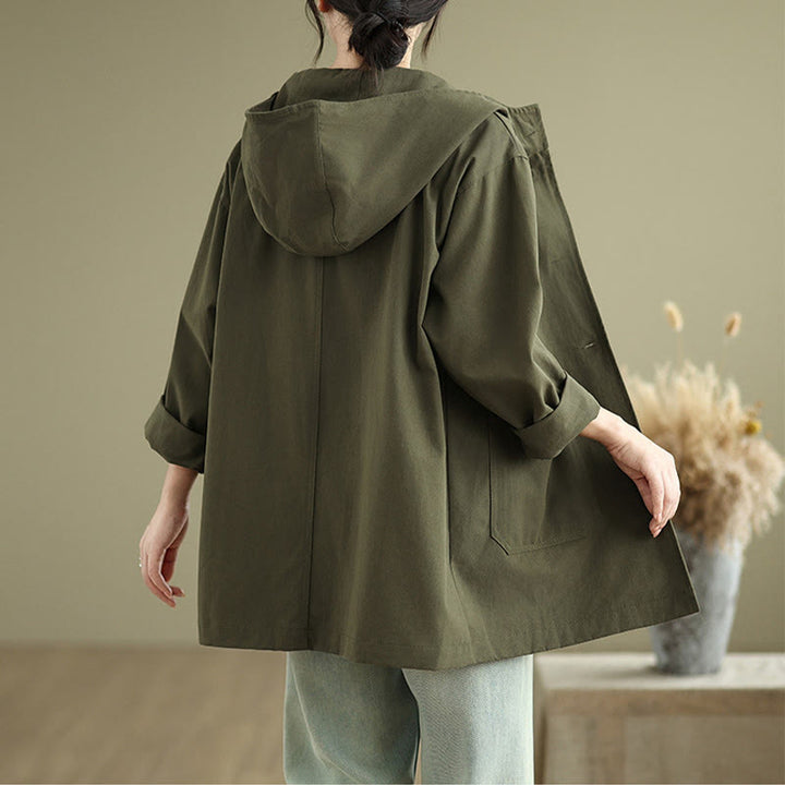 Buddha Stones Fall Vintage Hoodie Damen Baumwoll-Leinen-Jacke mit Fronttaschen - image 2
