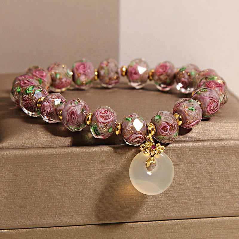 Buddha Stones Rose Liuli Glasperlen Peace Buckle Peace Armband - image 4